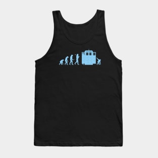 Evolution and Back Again Funny Science Sci-fi Time Travel Whovian Prehistoric Meme Tank Top